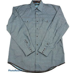 Large L Mens Shirt Western Snap Buttons
